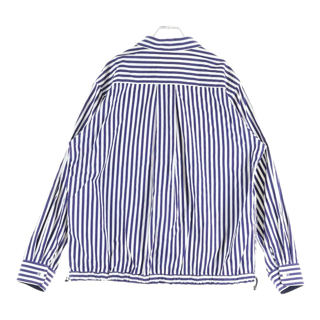 Sacai(サカイ) 23AW ×Thomas Mason Cotton Poplin L/S Shirt トーマスメイソン ストライプ コットン ポプリン ジップアップ 長袖シャツ ホワイト/ブルー 23-03171M