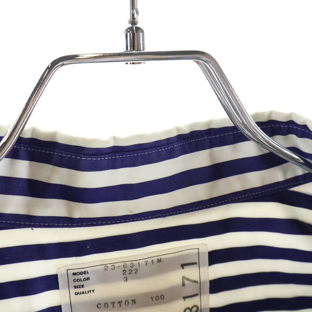 Sacai(サカイ) 23AW ×Thomas Mason Cotton Poplin L/S Shirt トーマスメイソン ストライプ コットン ポプリン ジップアップ 長袖シャツ ホワイト/ブルー 23-03171M