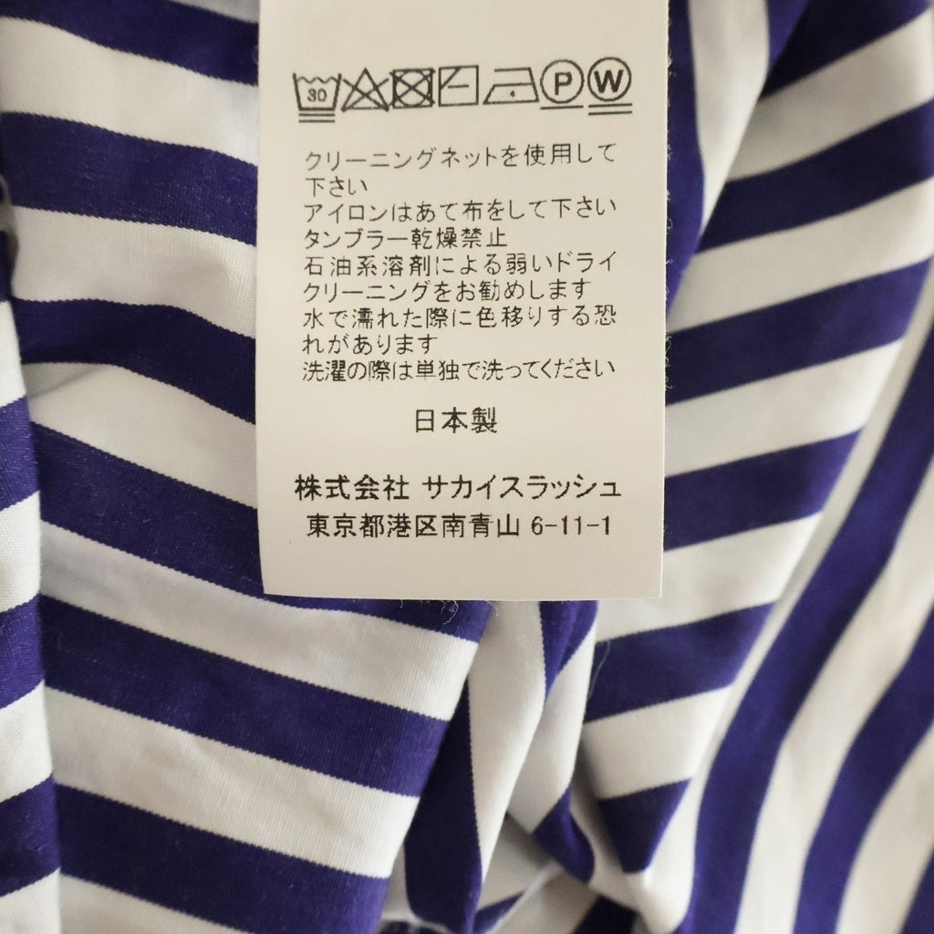 Sacai(サカイ) 23AW ×Thomas Mason Cotton Poplin L/S Shirt トーマスメイソン ストライプ コットン ポプリン ジップアップ 長袖シャツ ホワイト/ブルー 23-03171M