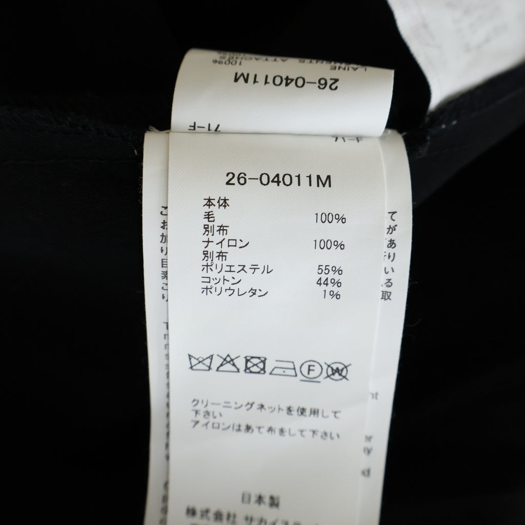 Sacai(サカイ) 26SS Wool Suiting x Nylon Twill Shirt 再構築 ウール スーチング ナイロンツイル ドッキング 半袖シャツ ブラック 26-04011M