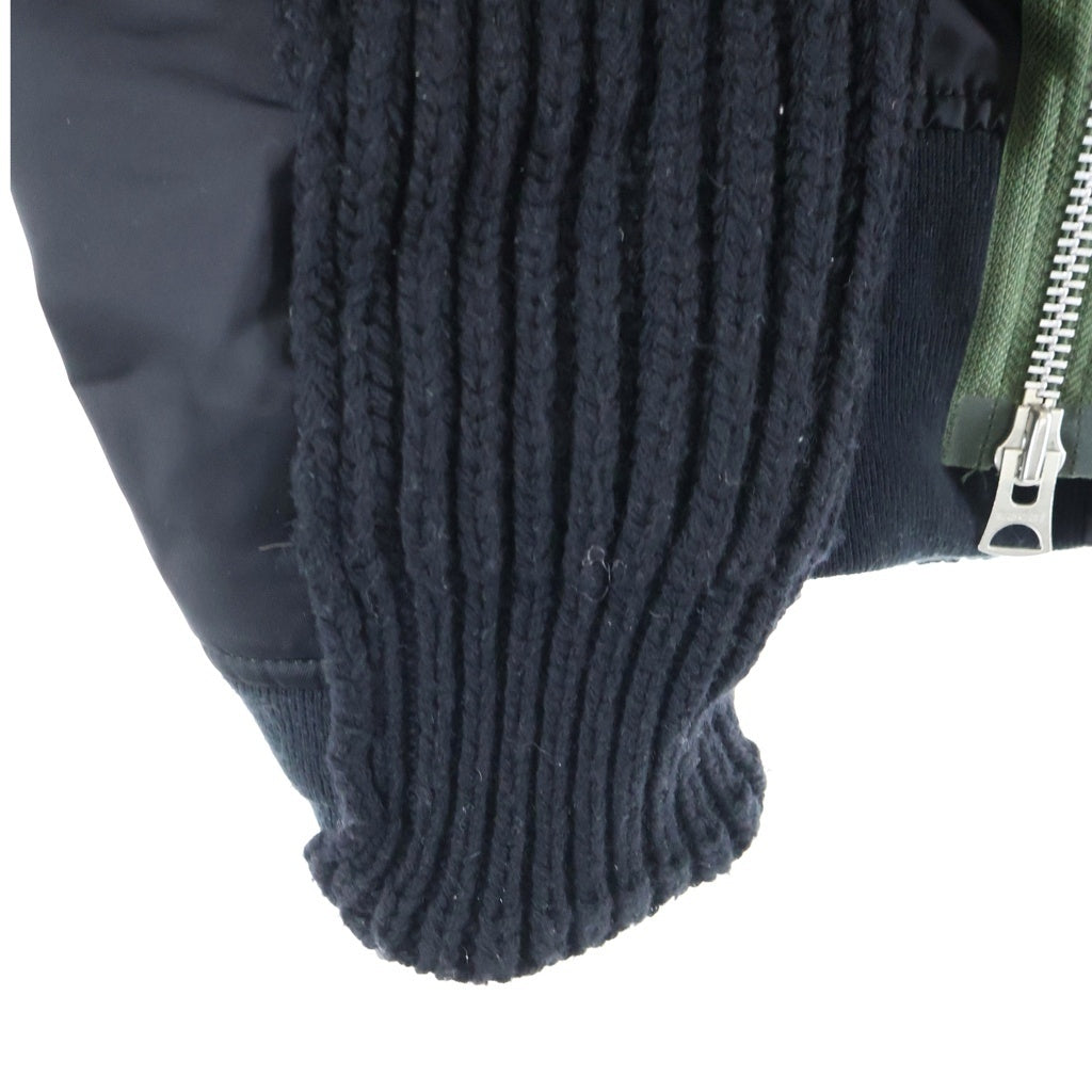 Sacai(サカイ) 22AW Nylon Twill Mix Knit Blouson 再構築 ナイロンツイル ミックスニット ドッキング ブルゾン ジップアップ ジャケット ブラック 22-02826M
