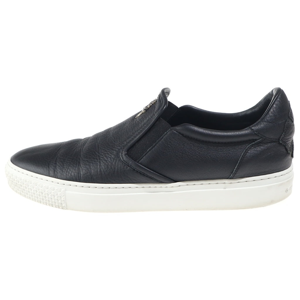 CHROME HEARTS(クロムハーツ) SLIP ON スリッポン CHプラスパッチダガー装飾レザー ローカットスニーカー ブラック/シルバー