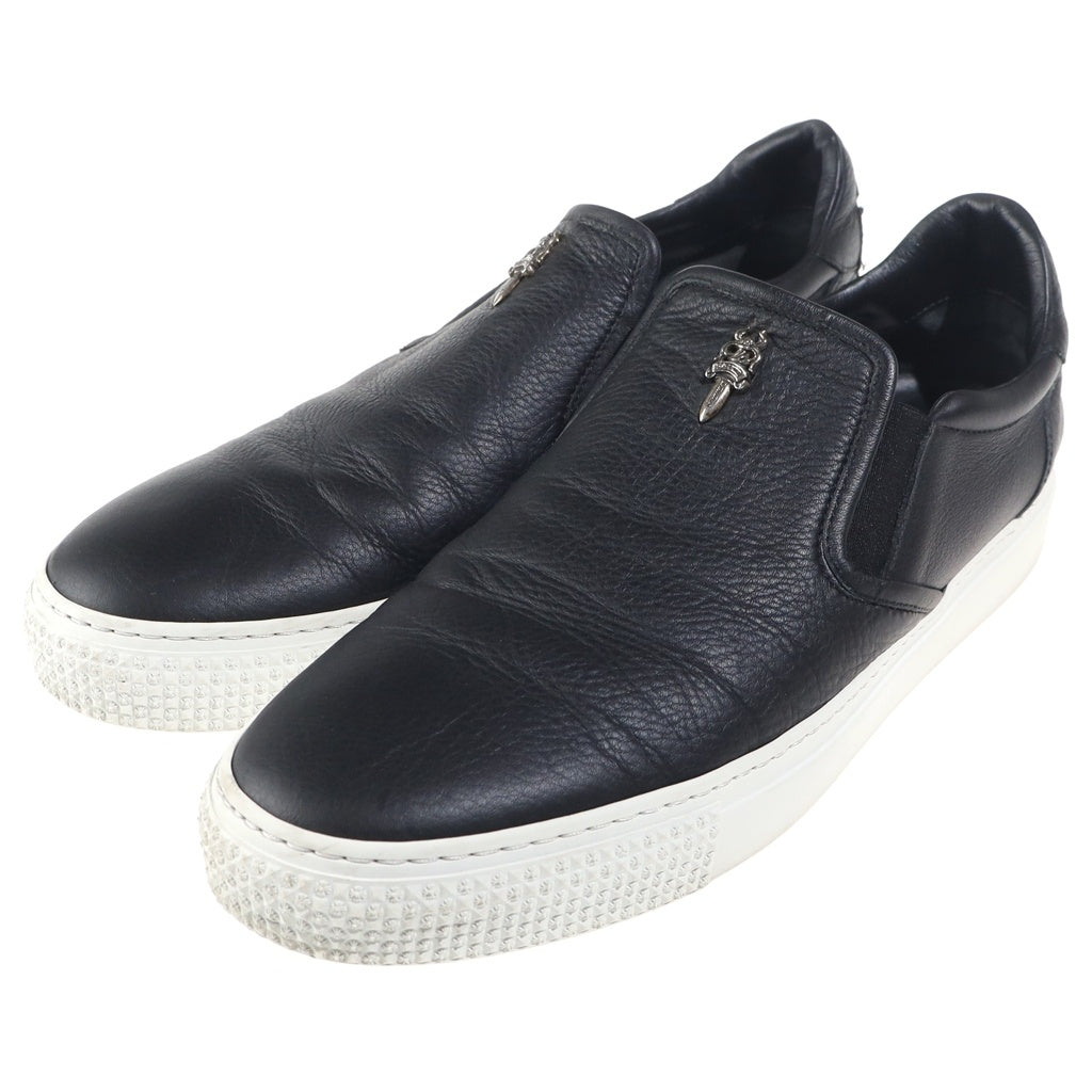 CHROME HEARTS(クロムハーツ) SLIP ON スリッポン CHプラスパッチダガー装飾レザー ローカットスニーカー ブラック/シルバー