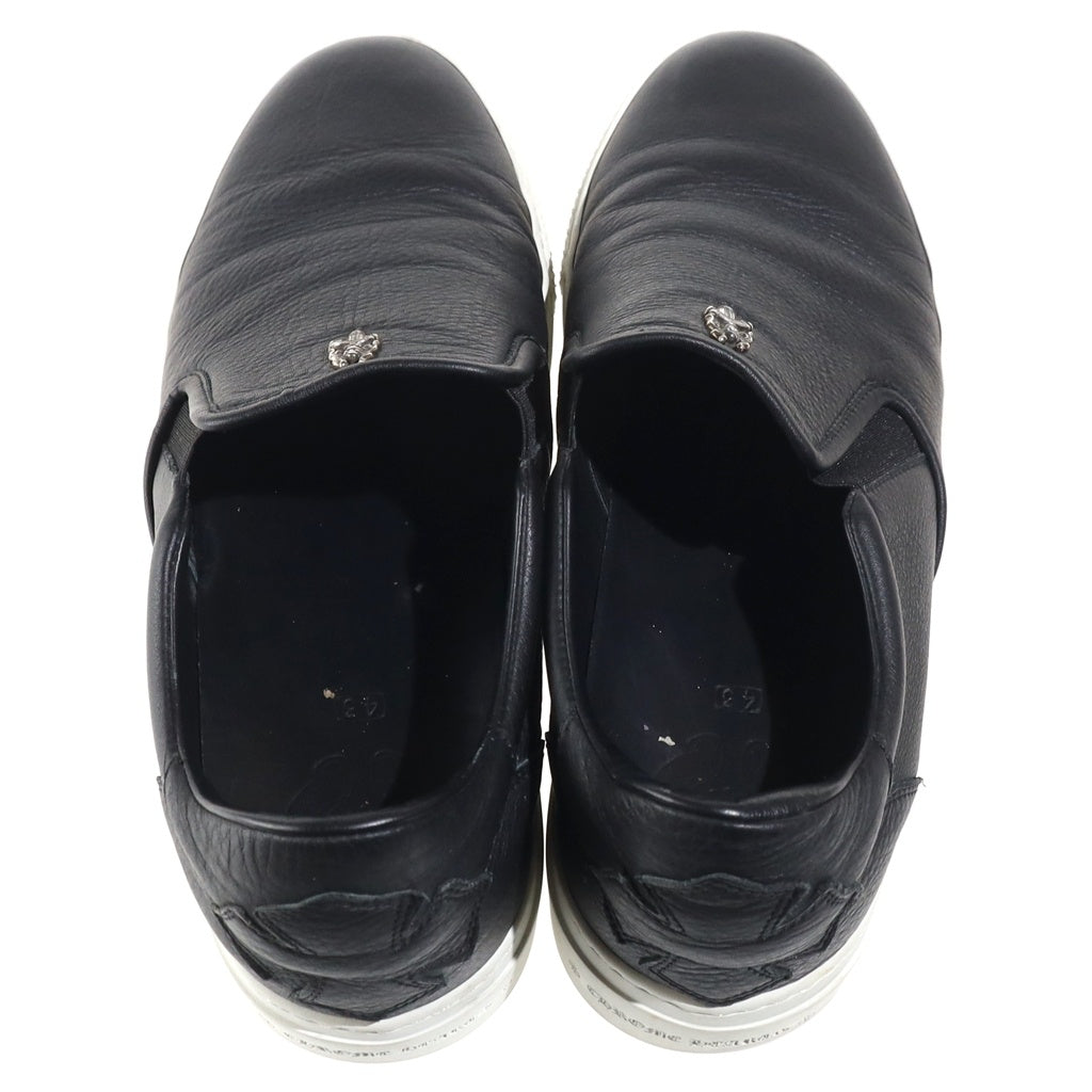 CHROME HEARTS(クロムハーツ) SLIP ON スリッポン CHプラスパッチダガー装飾レザー ローカットスニーカー ブラック/シルバー