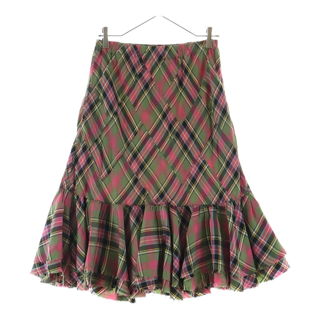 JUNYA WATANABE COMME des GARCONS(ジュンヤワタナベ コムデギャルソン) タータンチェック キュプラ スカート ピンク レディース UK-S047 AD2003