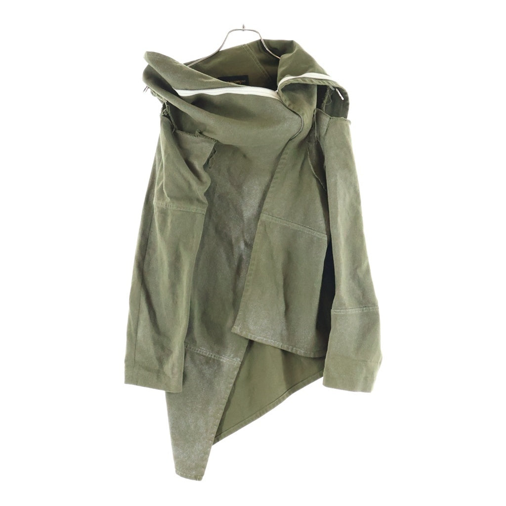 COMME des GARCONS(コムデギャルソン) 03AW ラメ加工 変形ジップ シャツ ジャケット カーキ レディース AD2003 GK-J033