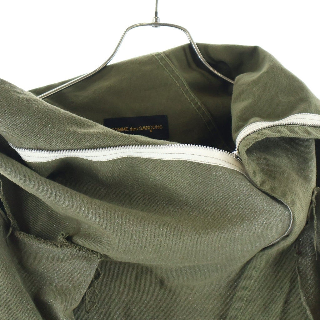 COMME des GARCONS(コムデギャルソン) 03AW ラメ加工 変形ジップ シャツ ジャケット カーキ レディース AD2003 GK-J033
