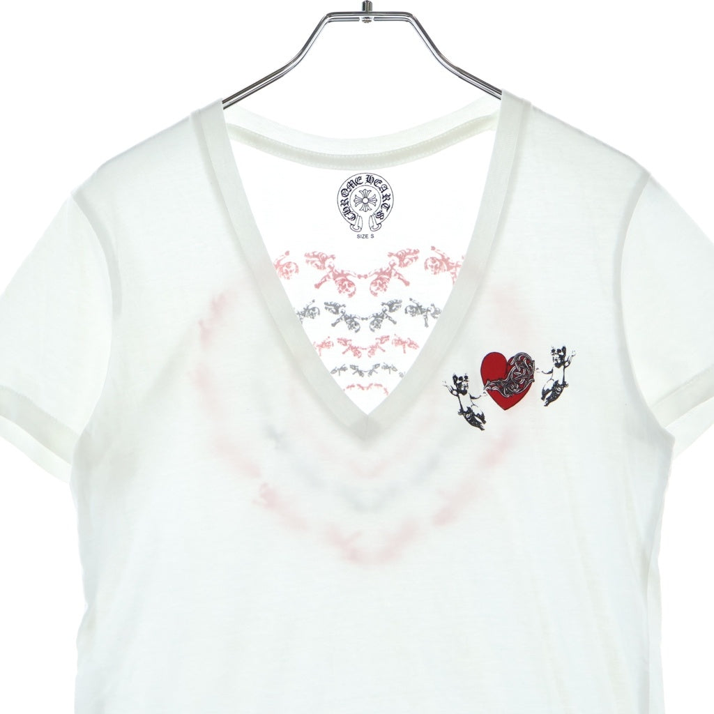 CHROME HEARTS(クロムハーツ) OLD FOTI S/S TEE オールド フォティ ハートプリント Vネック 半袖Tシャツ カットソー ホワイト