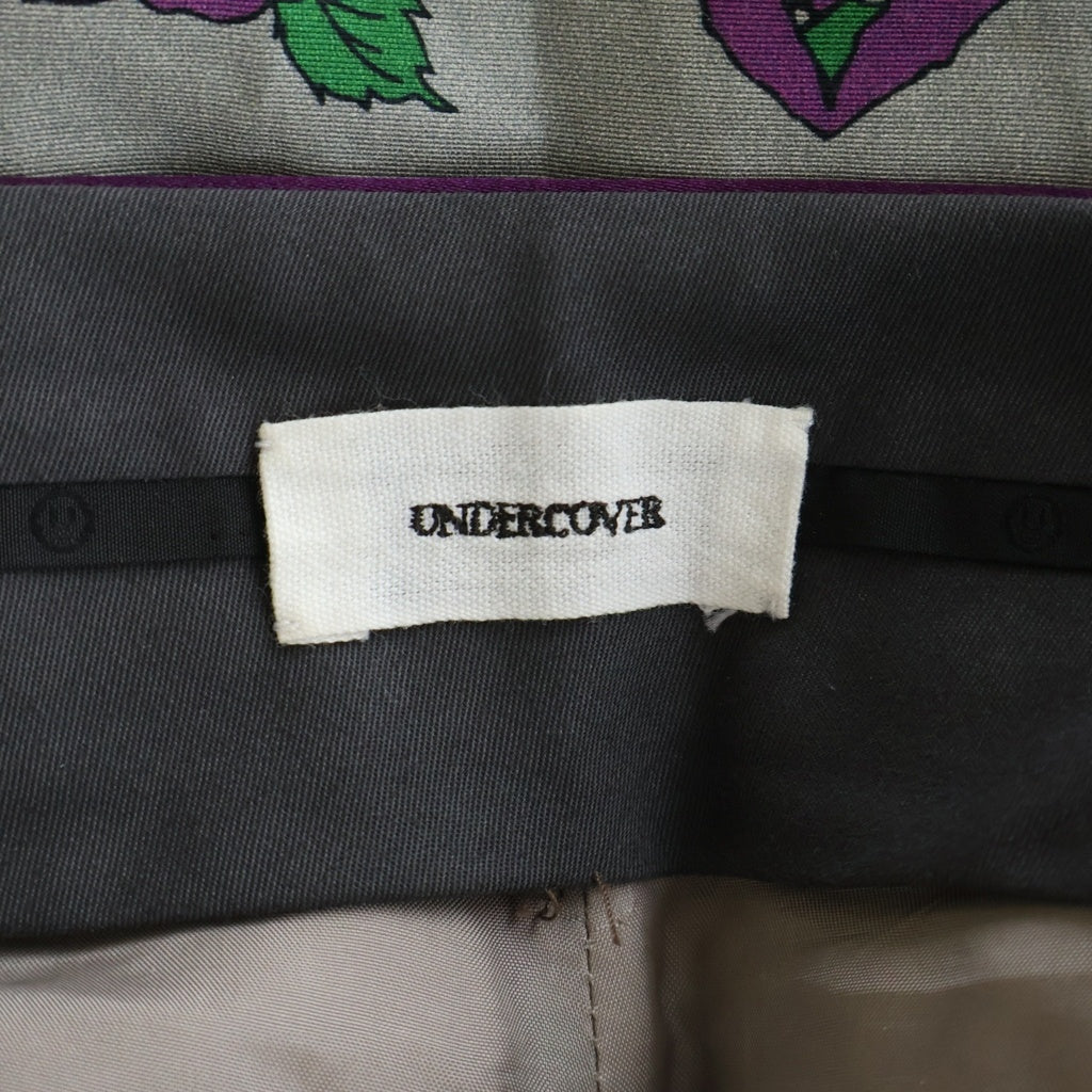 UNDERCOVER(アンダーカバー) 花柄 フラワー 総柄 サイドレース クロップドパンツ グレー/パープル レディース K1506-1
