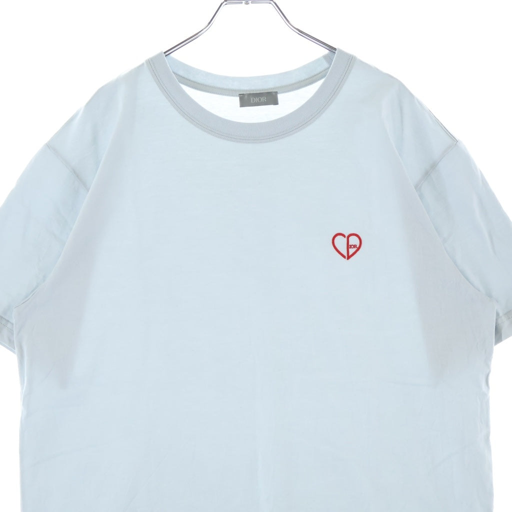 DIOR(ディオール) 24SS CD Heart Tee ハートロゴ刺繍 クルーネック 半袖Tシャツ カットソー ブルー 493J696E0677