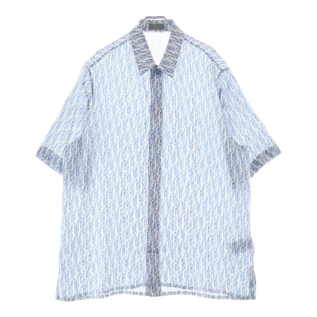 DIOR(ディオール) オブリーク 総柄 シルク 半袖シャツ ブルー 193C545A5872
