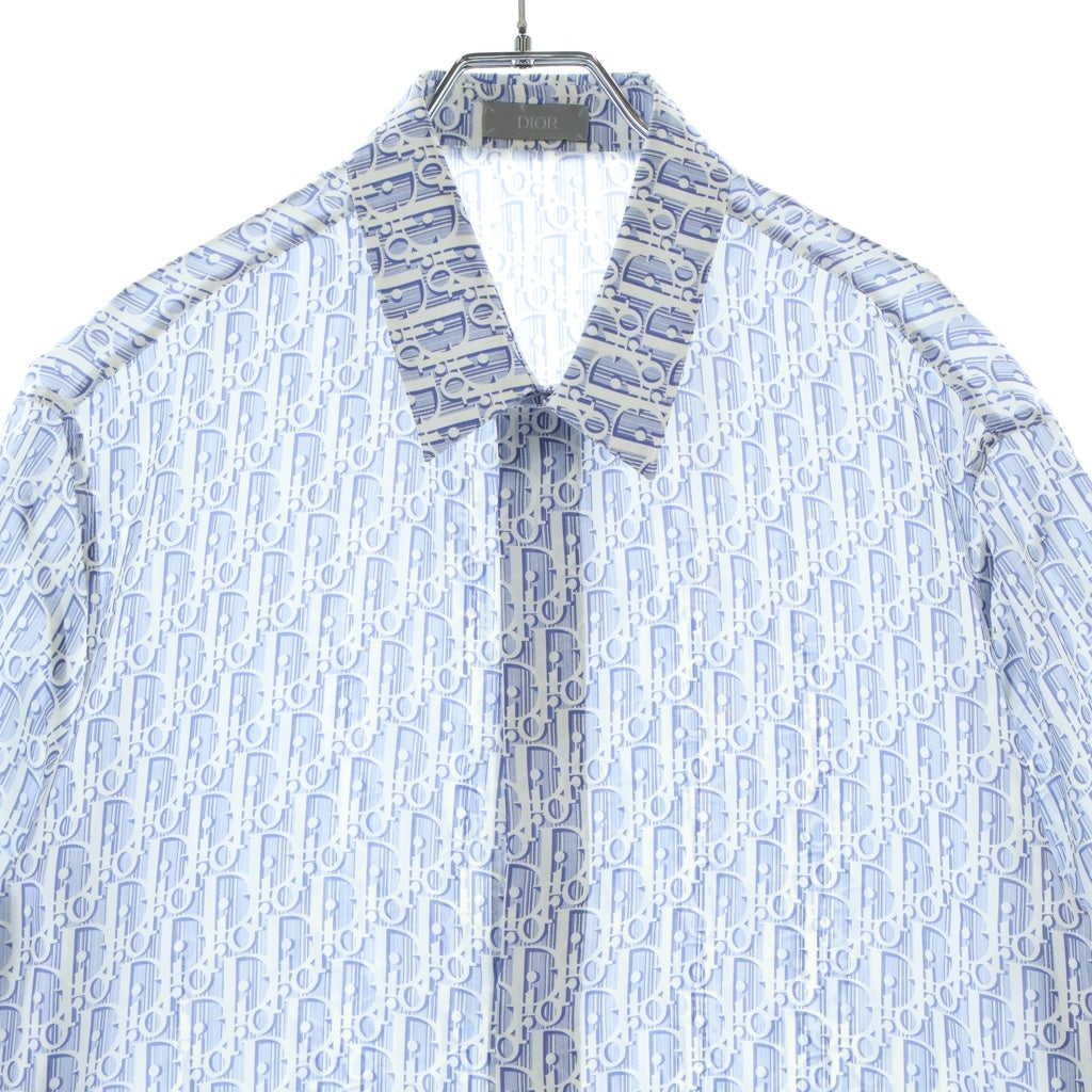 DIOR(ディオール) オブリーク 総柄 シルク 半袖シャツ ブルー 193C545A5872