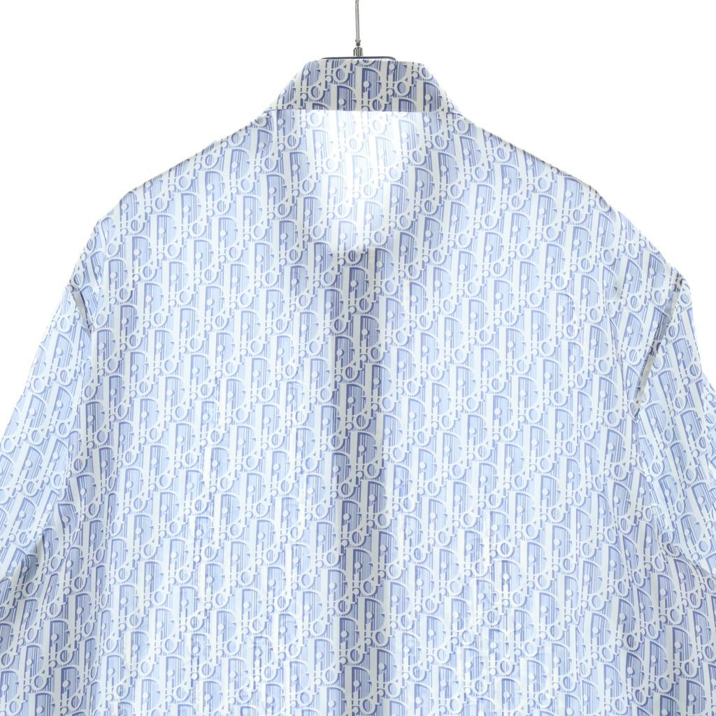 DIOR(ディオール) オブリーク 総柄 シルク 半袖シャツ ブルー 193C545A5872