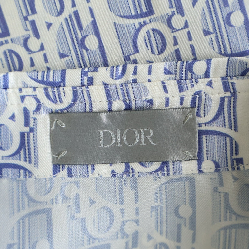 DIOR(ディオール) オブリーク 総柄 シルク 半袖シャツ ブルー 193C545A5872