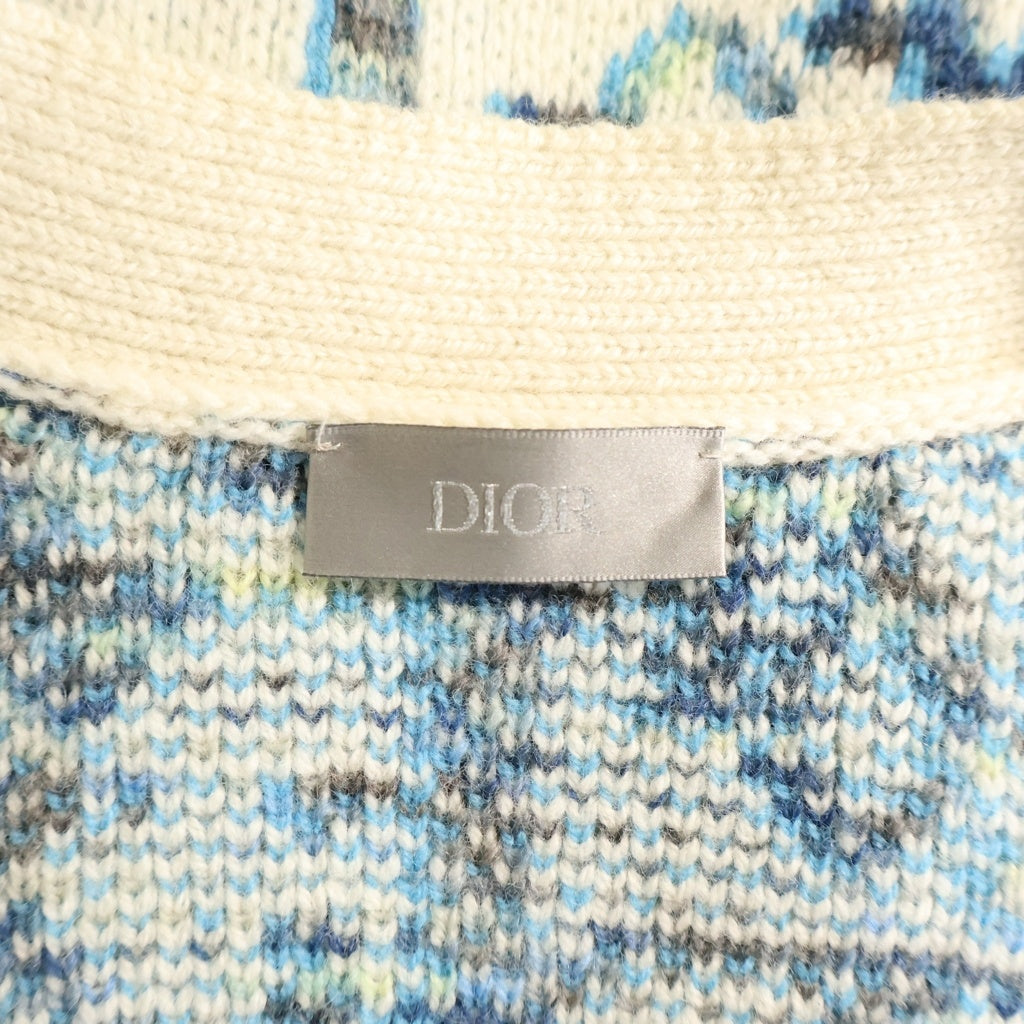DIOR(ディオール) オブリーク 総柄 ジャガード ウール ニット カーディガン ブルー 213M233AT662