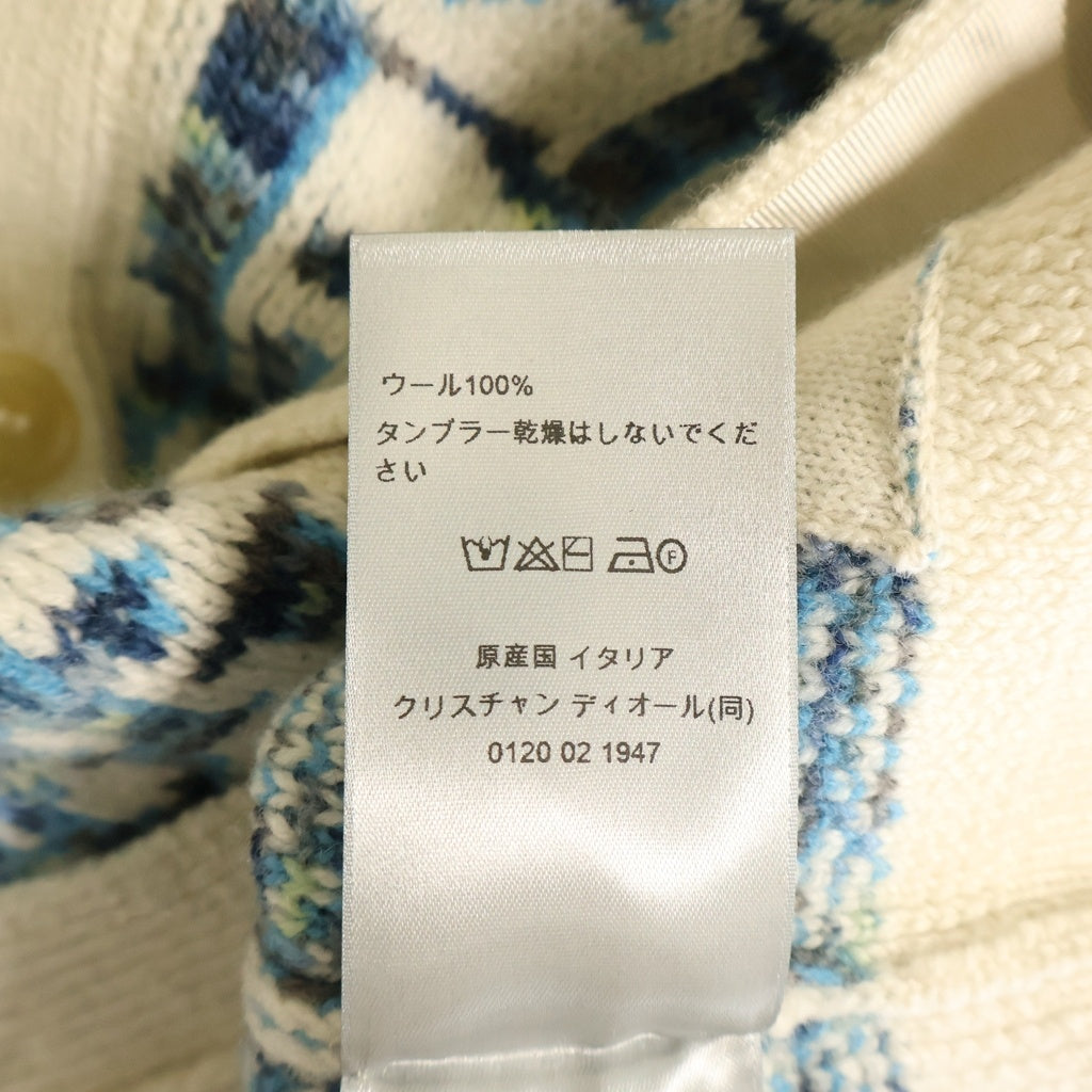 DIOR(ディオール) オブリーク 総柄 ジャガード ウール ニット カーディガン ブルー 213M233AT662
