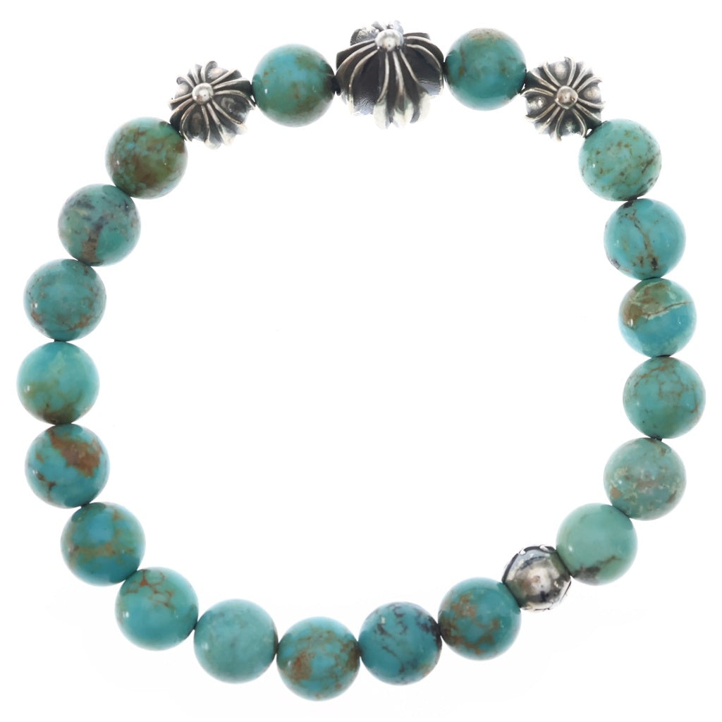 CHROME HEARTS(クロムハーツ) 8mm BEAD ターコイズ ビーズブレスレット シルバー/ブルー