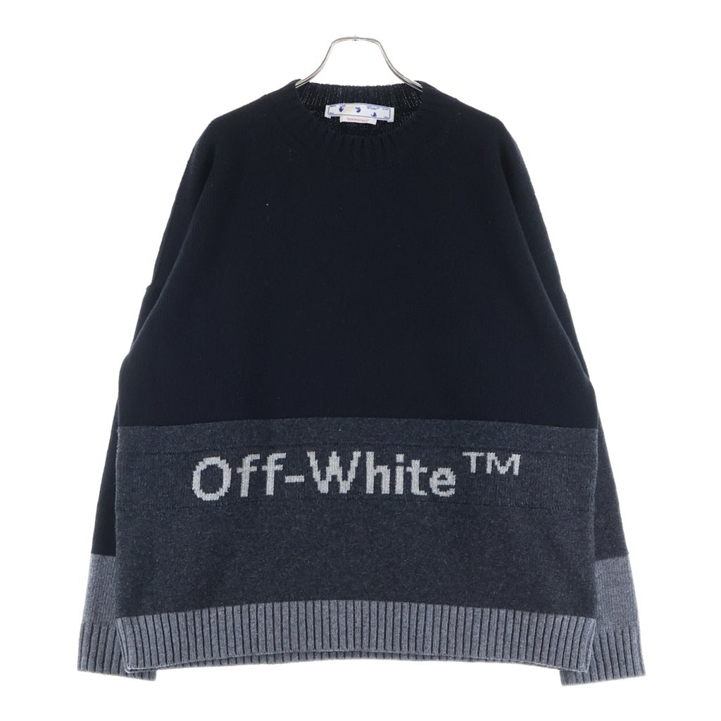 OFF-WHITE(オフホワイト) Logo Knit Sweater ロゴ クルーネックニットセーター ブラック/グレー OMHE048C99KNI001