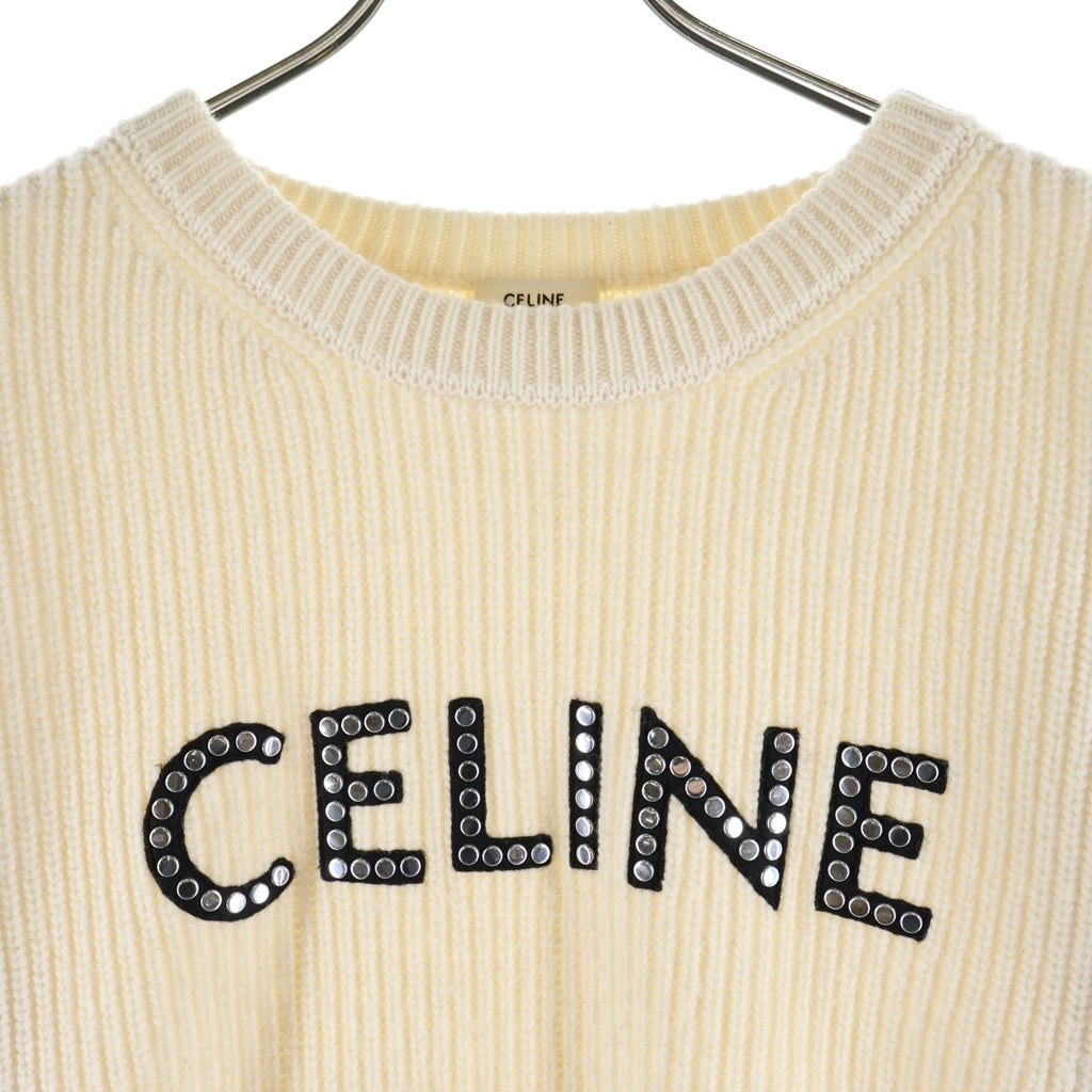 CELINE(セリーヌ) Logo Studs Knit Sweater ロゴスタッズ クルーネックニットセーター アイボリー 2A68W642Q