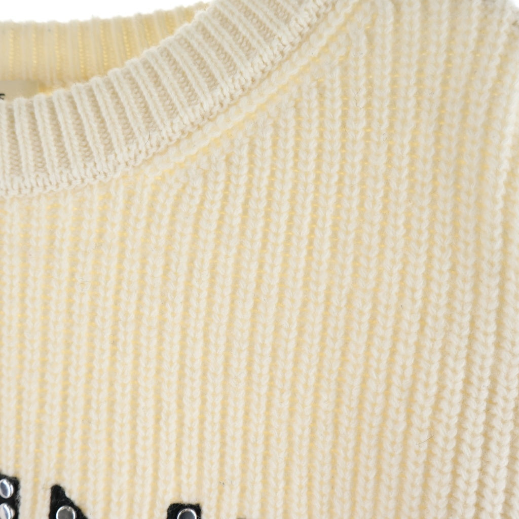 CELINE(セリーヌ) Logo Studs Knit Sweater ロゴスタッズ クルーネックニットセーター アイボリー 2A68W642Q
