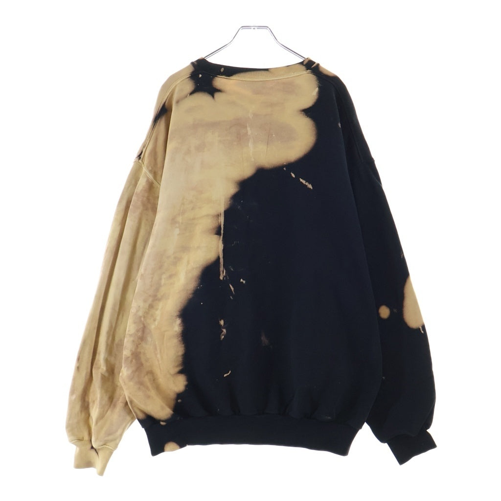 BALENCIAGA(バレンシアガ) 17AW OVERSIZE BLEACH HOMME SWEAT フロント刺繍 ブリーチ加工 スウェット トレーナー プルオーバーパーカー ブラック/ベージュ T35 486095 TWK44