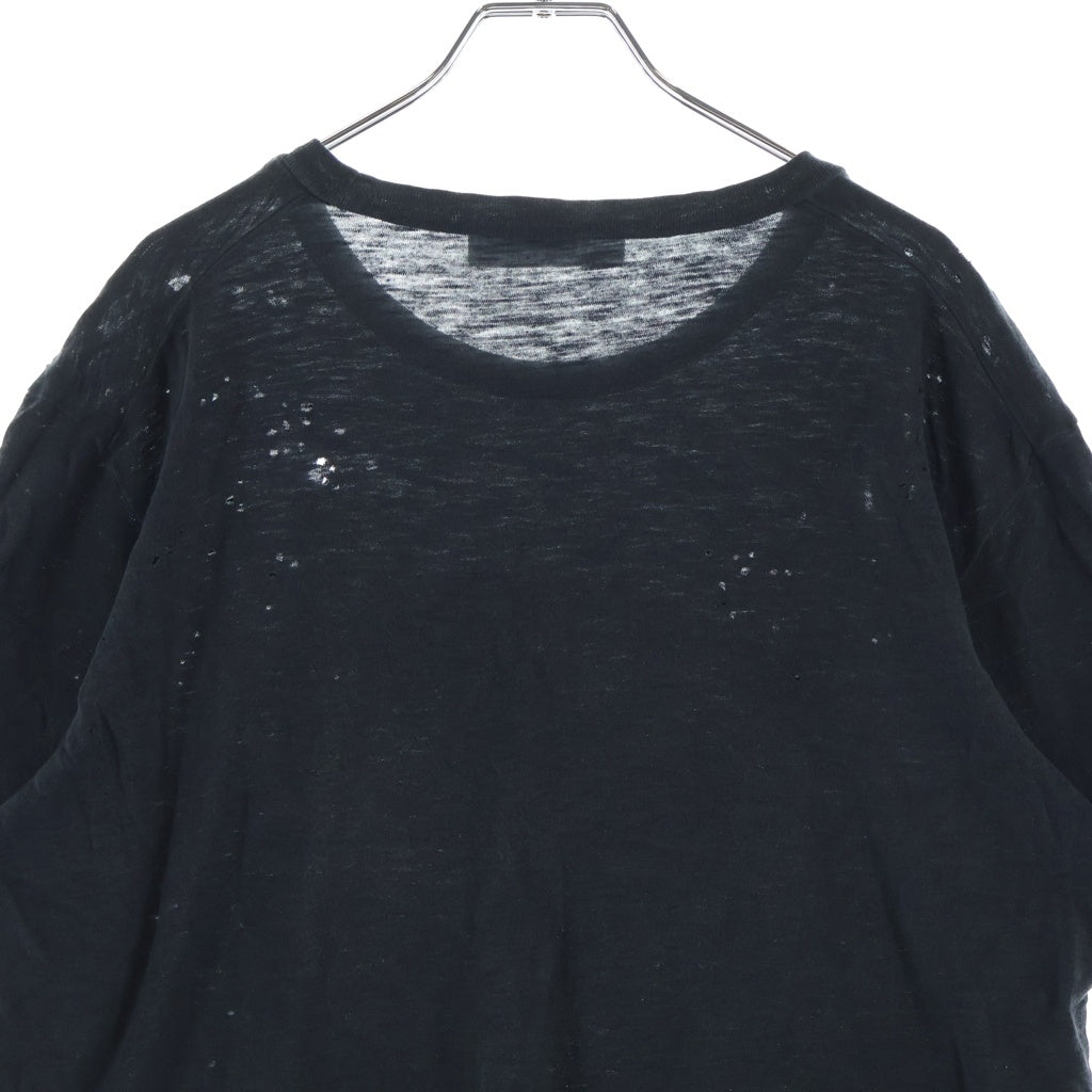 DSQUARED2(ディースクエアード) SUPERVINTAGE DYED CIGARETTE FIT スーパーヴィンテージ ダイド シガレット フィット フロントプリント ダメージ加工 クルーネック 半袖カットソー Tシャツ ブラック