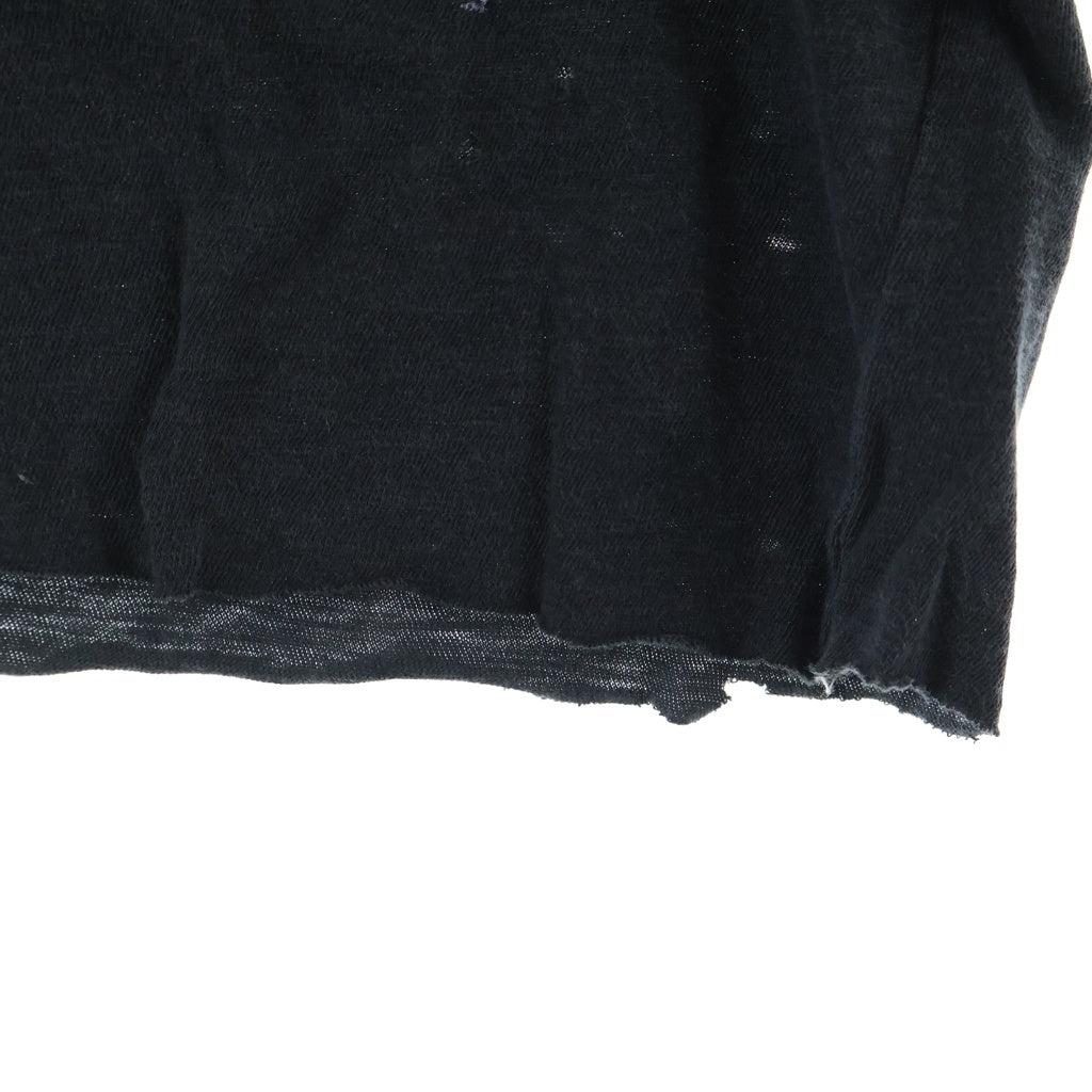 DSQUARED2(ディースクエアード) SUPERVINTAGE DYED CIGARETTE FIT スーパーヴィンテージ ダイド シガレット フィット フロントプリント ダメージ加工 クルーネック 半袖カットソー Tシャツ ブラック