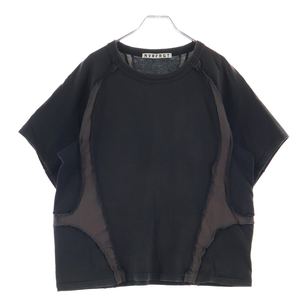 NVRFRGT(ネバーフォーゲット) PANELED HALF SLEEVE T-SHIRT パネルド ハーフ スリーブ ドッキング クルーネック 半袖カットソー Tシャツ ブラック EXC252T01