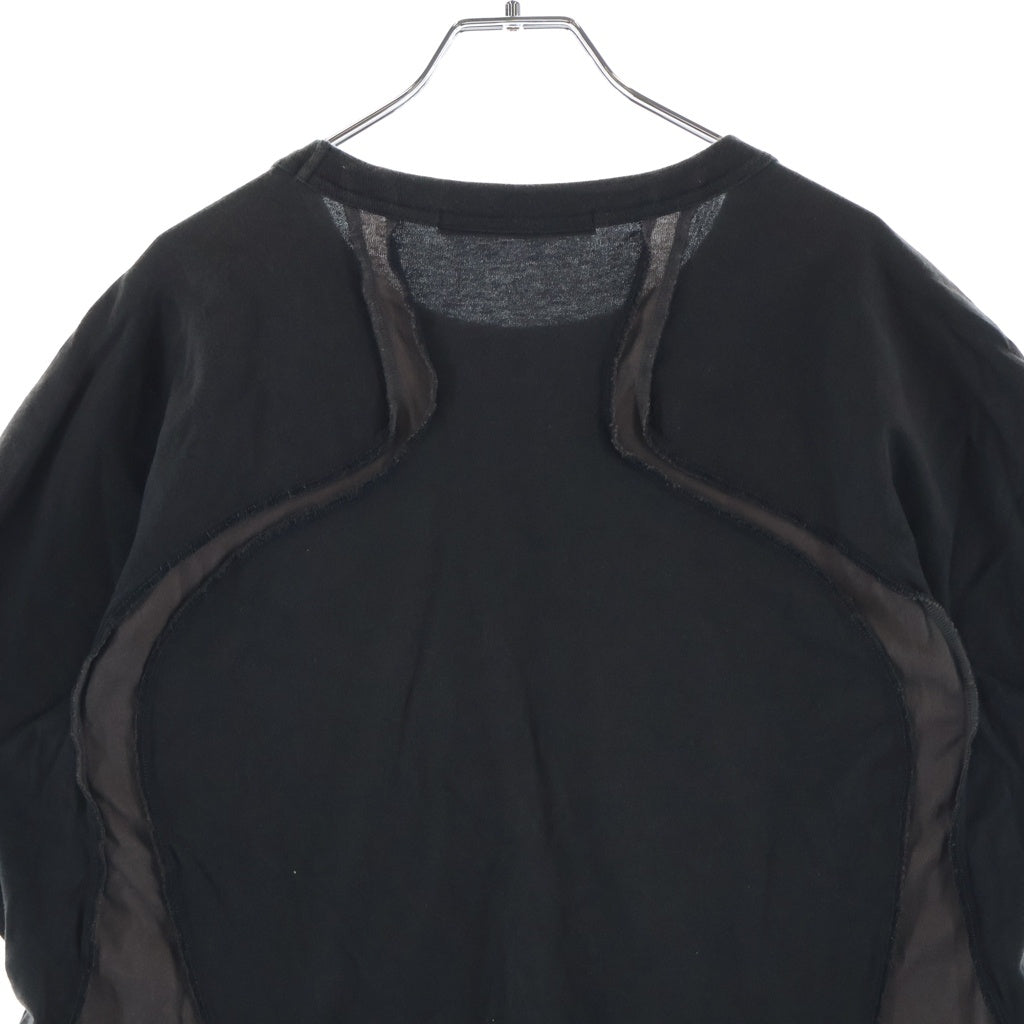NVRFRGT(ネバーフォーゲット) PANELED HALF SLEEVE T-SHIRT パネルド ハーフ スリーブ ドッキング クルーネック 半袖カットソー Tシャツ ブラック EXC252T01