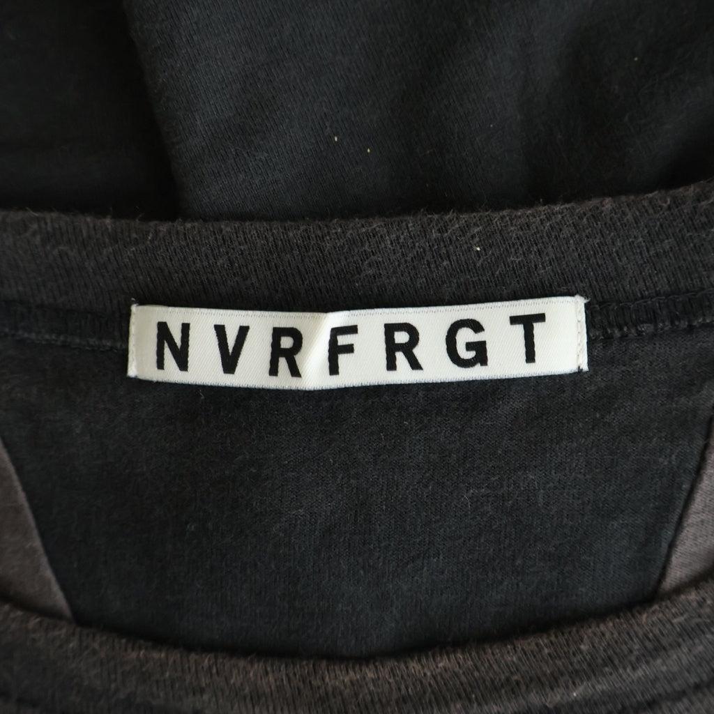 NVRFRGT(ネバーフォーゲット) PANELED HALF SLEEVE T-SHIRT パネルド ハーフ スリーブ ドッキング クルーネック 半袖カットソー Tシャツ ブラック EXC252T01