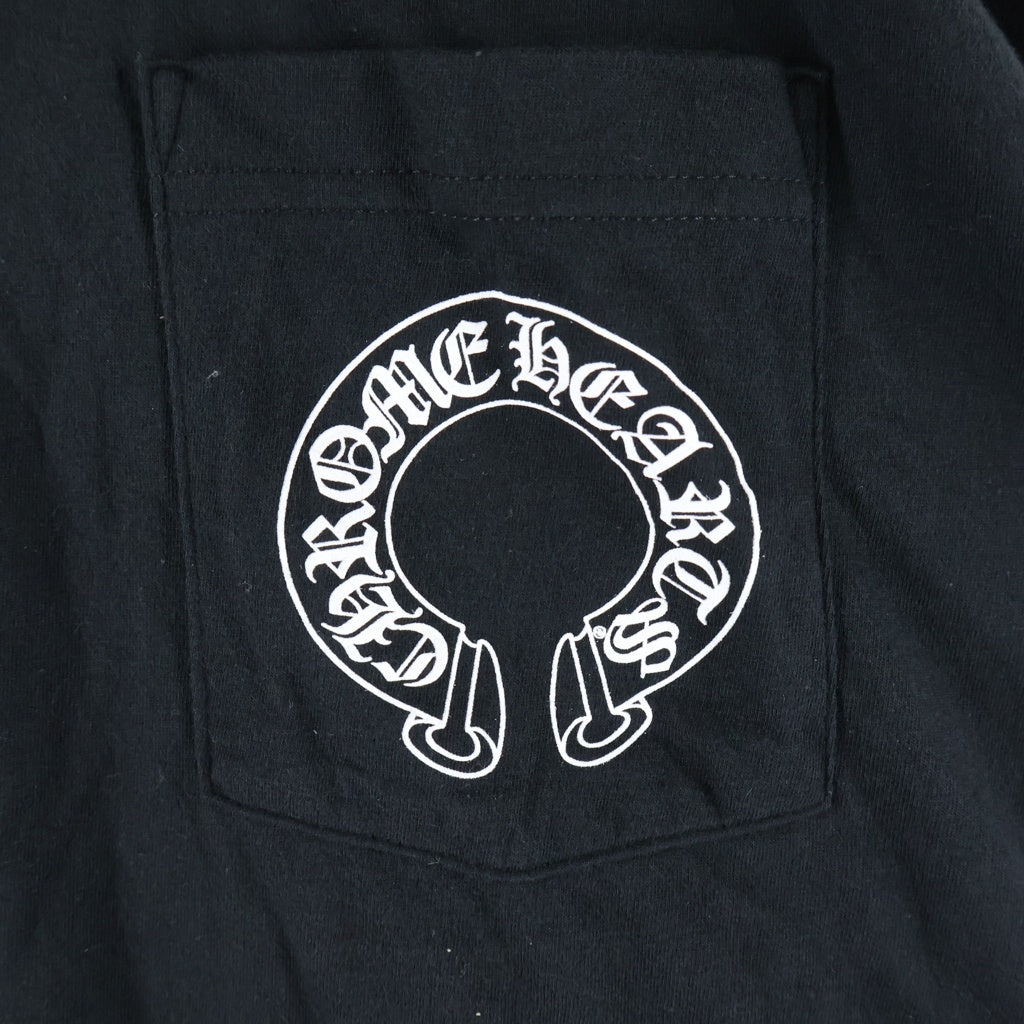 CHROME HEARTS(クロムハーツ) HORSESHOE ホースシュープリント 袖フローラルプリント クルーネック 長袖 ロングTシャツ ブラック