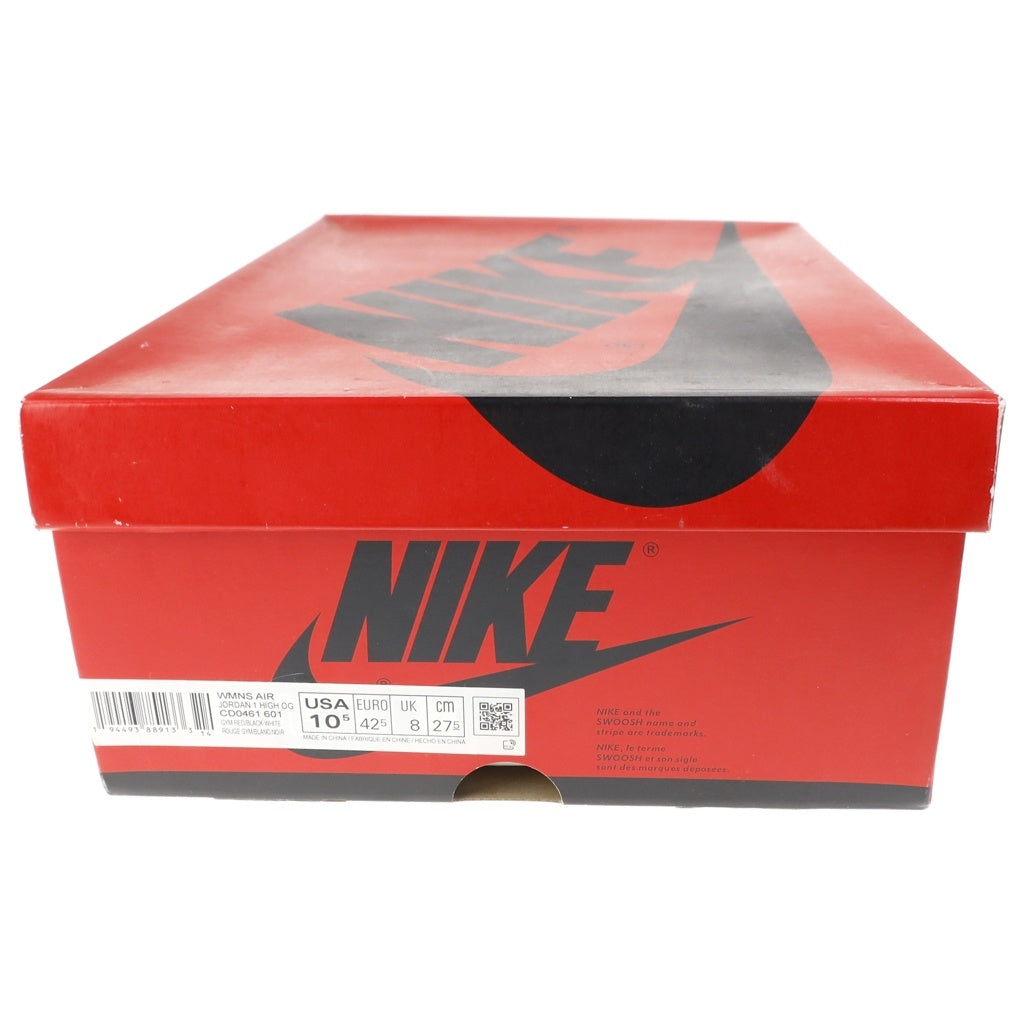 NIKE(ナイキ) WMNS AIR JORDAN 1 HIGH OG ウィメンズ エアジョーダン1 ハイカットスニーカー レッド/ホワイト/ブラック US10.5/27.5cm CD0461-601