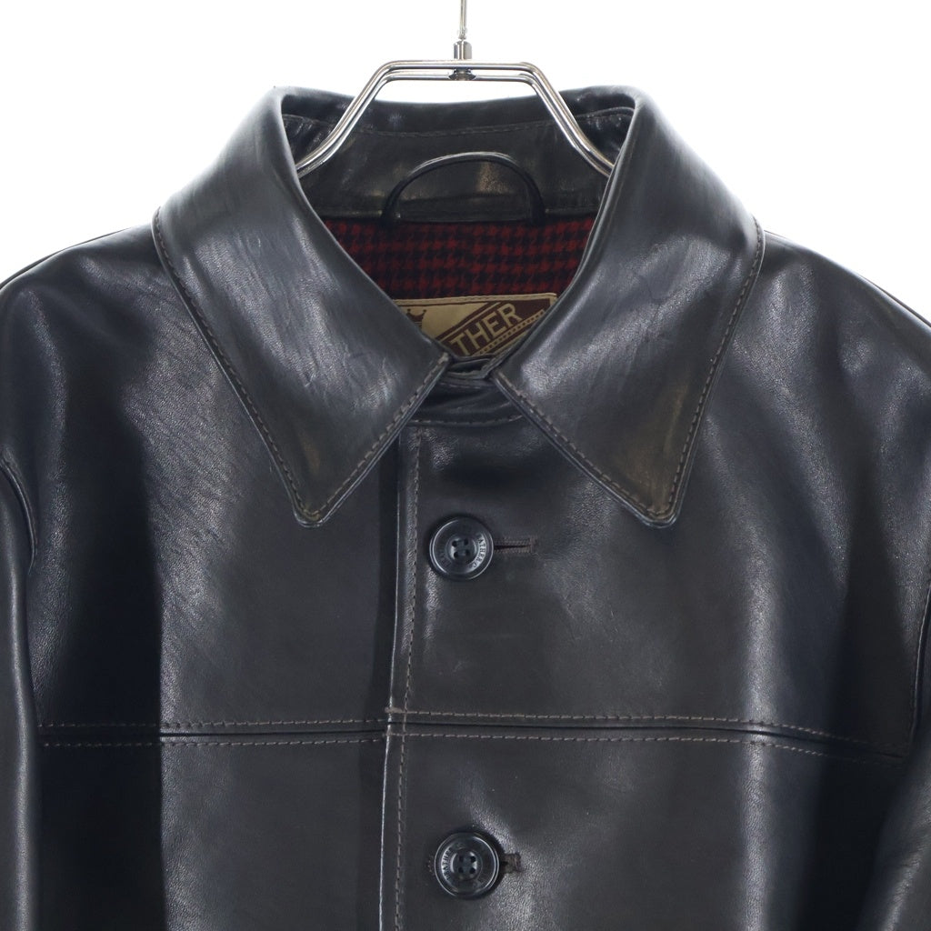 Y'2 LEATHER(ワイツーレザー) ECO HORSE エコホース 30S カーコート シングルボタンフライ レザー ライダースジャケット ブラック EC-86