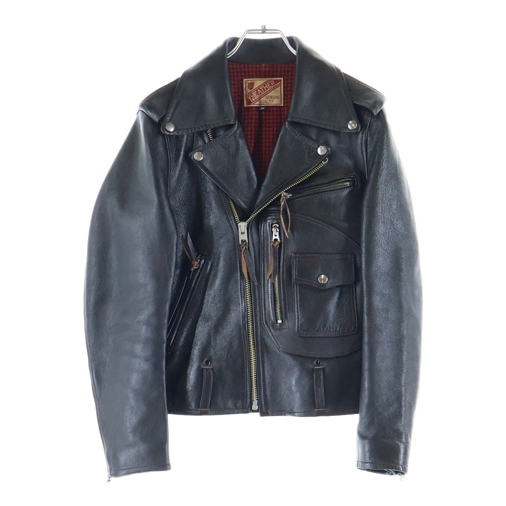 Y'2 LEATHER(ワイツーレザー) VINTAGE HORSE D-POCKET DOUBLE RIDERS ダブルライダース ジップアップ ホースレザー ジャケット ブラック HR-55