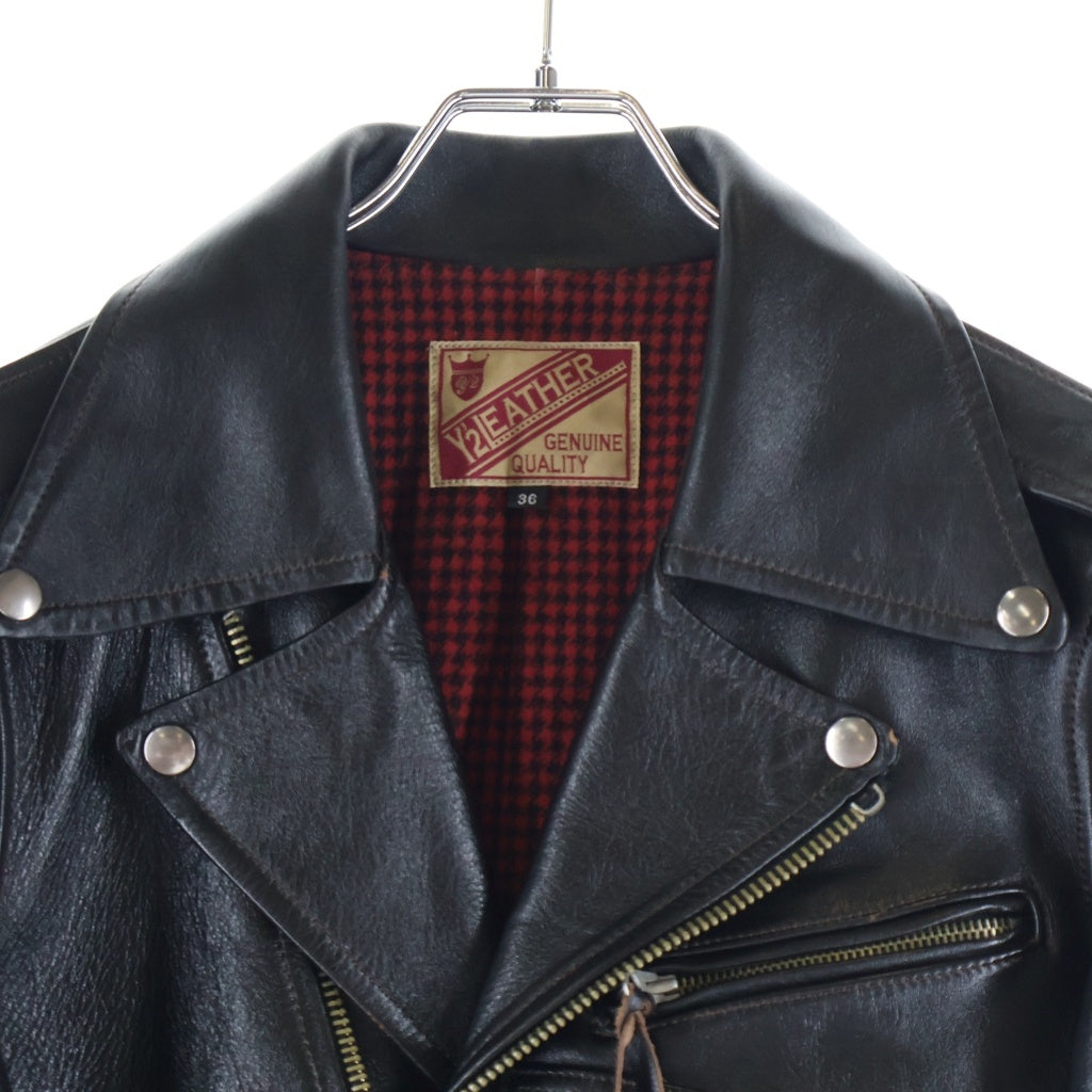 Y'2 LEATHER(ワイツーレザー) VINTAGE HORSE D-POCKET DOUBLE RIDERS ダブルライダース ジップアップ ホースレザー ジャケット ブラック HR-55