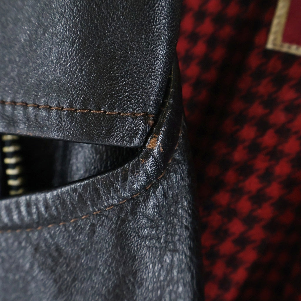 Y'2 LEATHER(ワイツーレザー) VINTAGE HORSE D-POCKET DOUBLE RIDERS ダブルライダース ジップアップ ホースレザー ジャケット ブラック HR-55