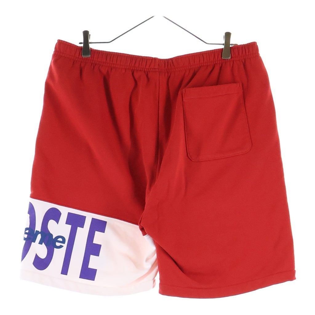 SUPREME(シュプリーム) 19AW ×LACOSTE Logo Panel Sweatshort ラコステ ロゴ パネル スウェットショートパンツ ハーフパンツ レッド/ホワイト