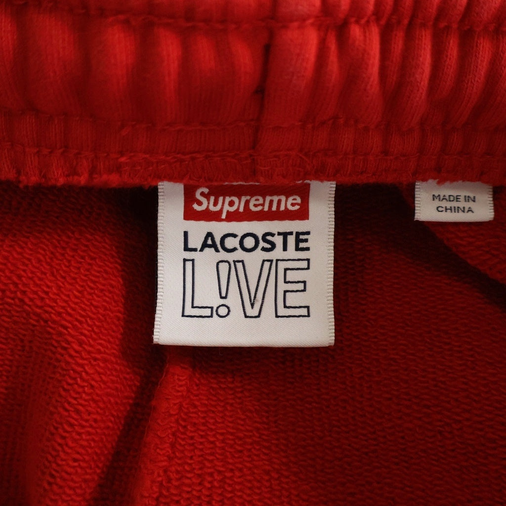 SUPREME(シュプリーム) 19AW ×LACOSTE Logo Panel Sweatshort ラコステ ロゴ パネル スウェットショートパンツ ハーフパンツ レッド/ホワイト