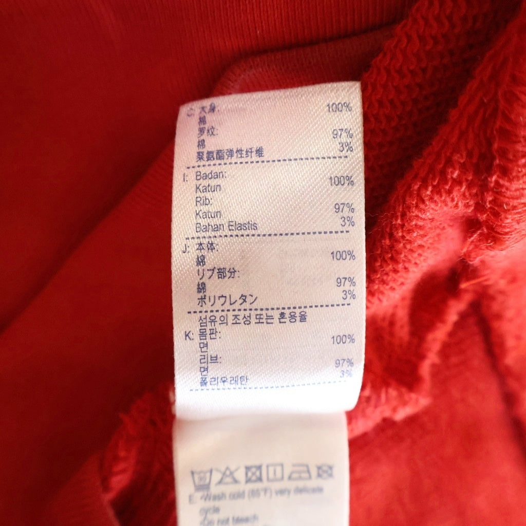 SUPREME(シュプリーム) 19AW ×LACOSTE Logo Panel Hooded Sweatshirt ラコステ ロゴ パネル フーデッド スウェットシャツ プルオーバーパーカー レッド/ホワイト