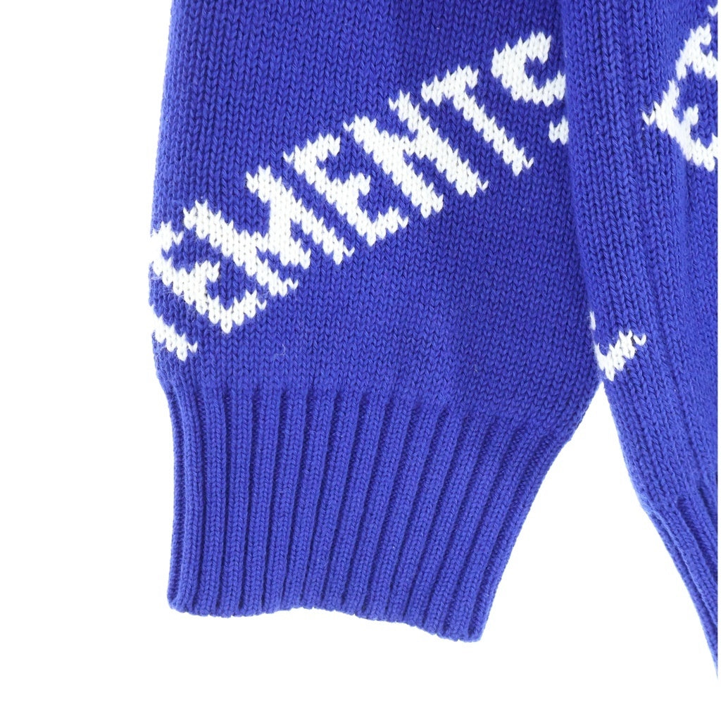 VETEMENTS(ヴェトモン) ALL OVER LOGO カシミヤ混 オールオーバーロゴ ニットセーター ブルー UE51KN200N