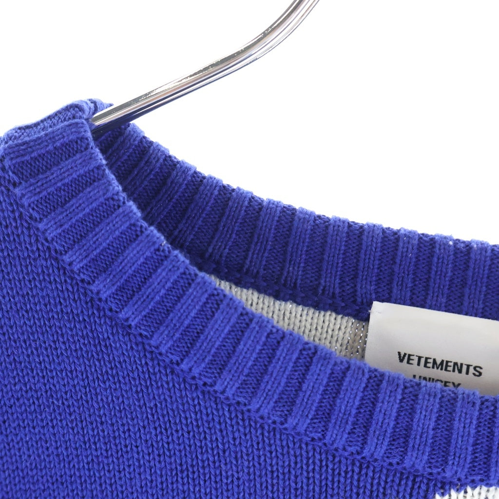 VETEMENTS(ヴェトモン) ALL OVER LOGO カシミヤ混 オールオーバーロゴ ニットセーター ブルー UE51KN200N