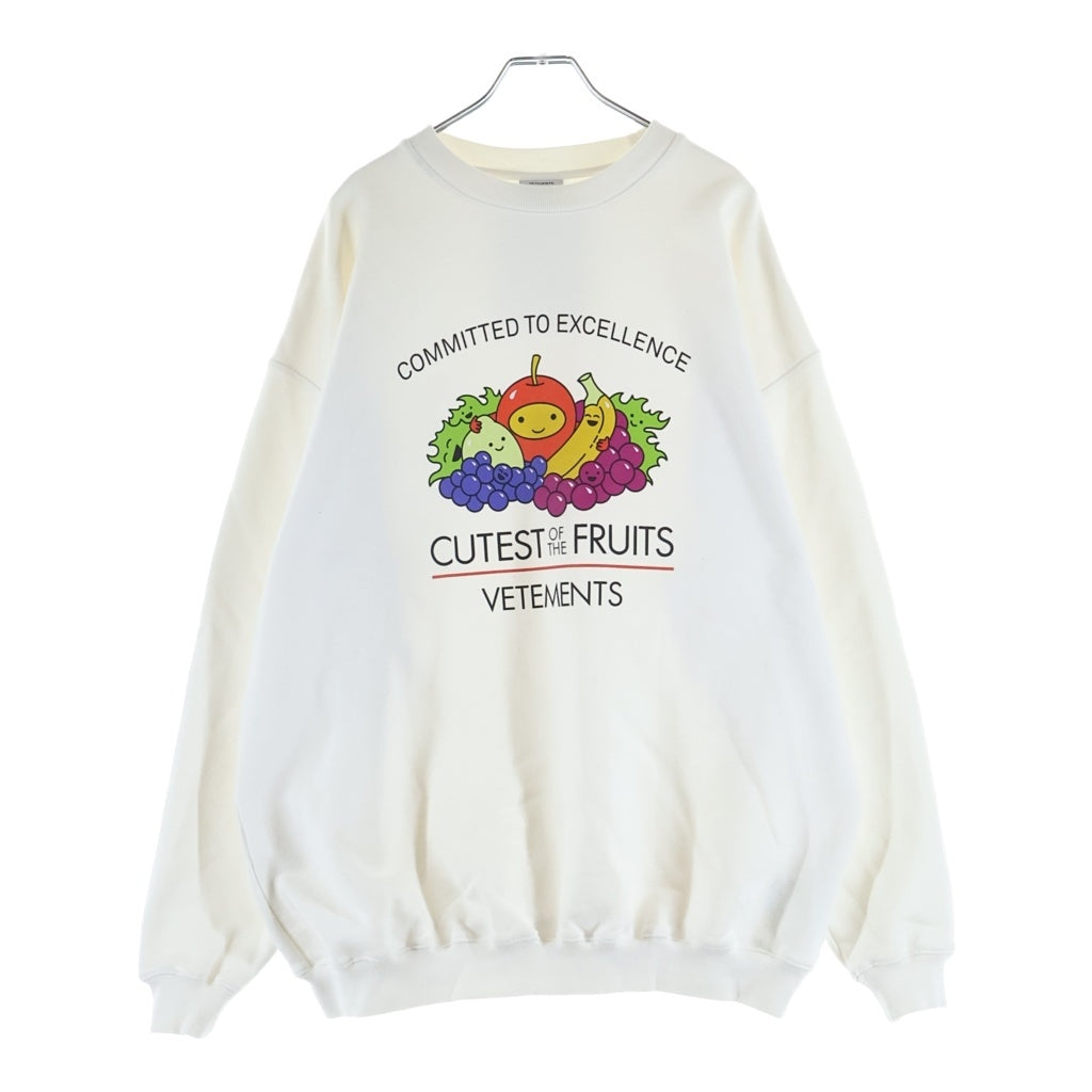 VETEMENTS(ヴェトモン) 21AW Cutest Of The Fruits Logo Sweatshirt フルーツロゴプリント クルーネック スウェットトレーナー ホワイト UA52TR690W