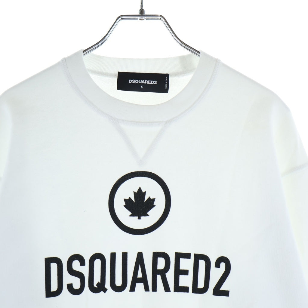 DSQUARED2(ディースクエアード) ロゴプリント クルーネック スウェットトレーナー ホワイト S74GU0425 S25042