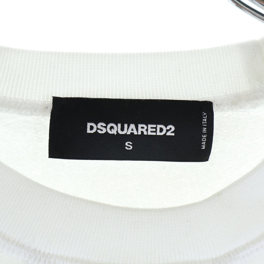 DSQUARED2(ディースクエアード) ロゴプリント クルーネック スウェットトレーナー ホワイト S74GU0425 S25042