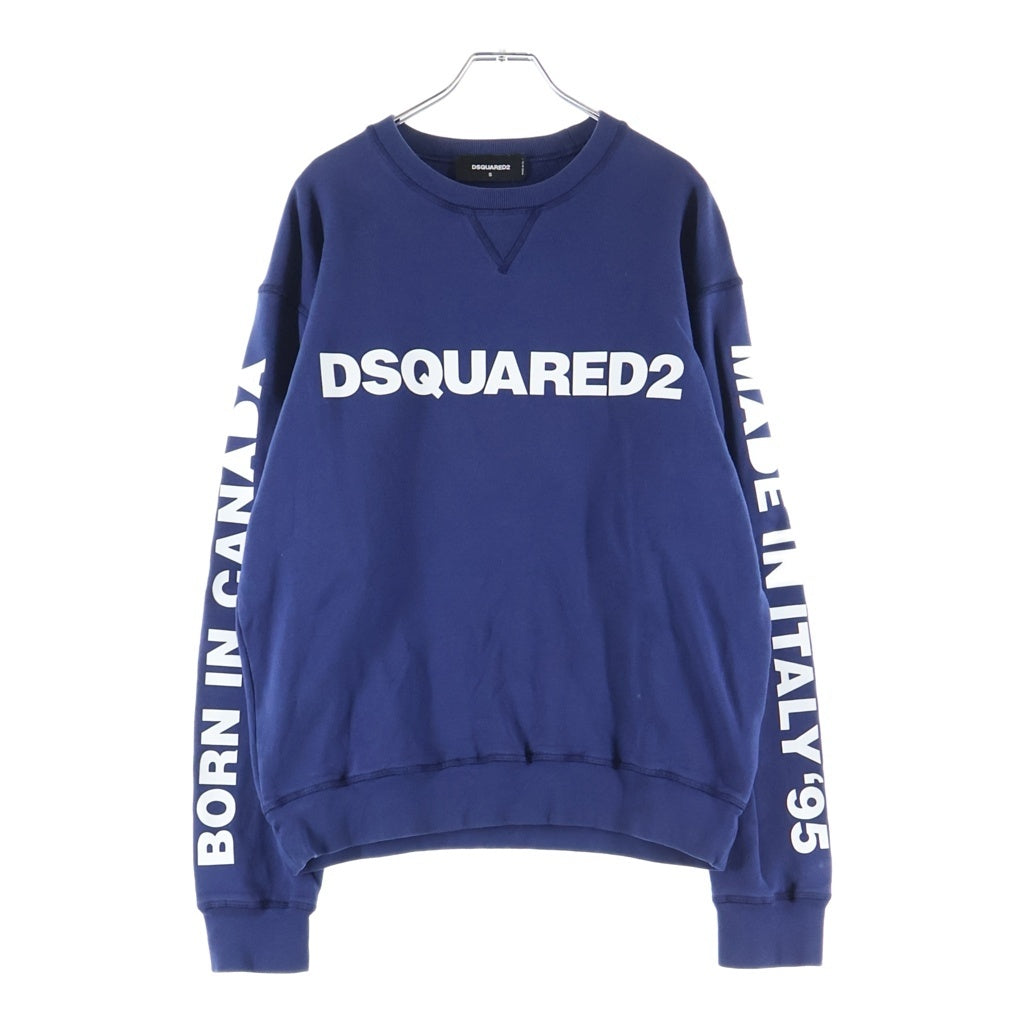 DSQUARED2(ディースクエアード) ロゴプリント クルーネック スウェットトレーナー ネイビー S74GU0359 S25030