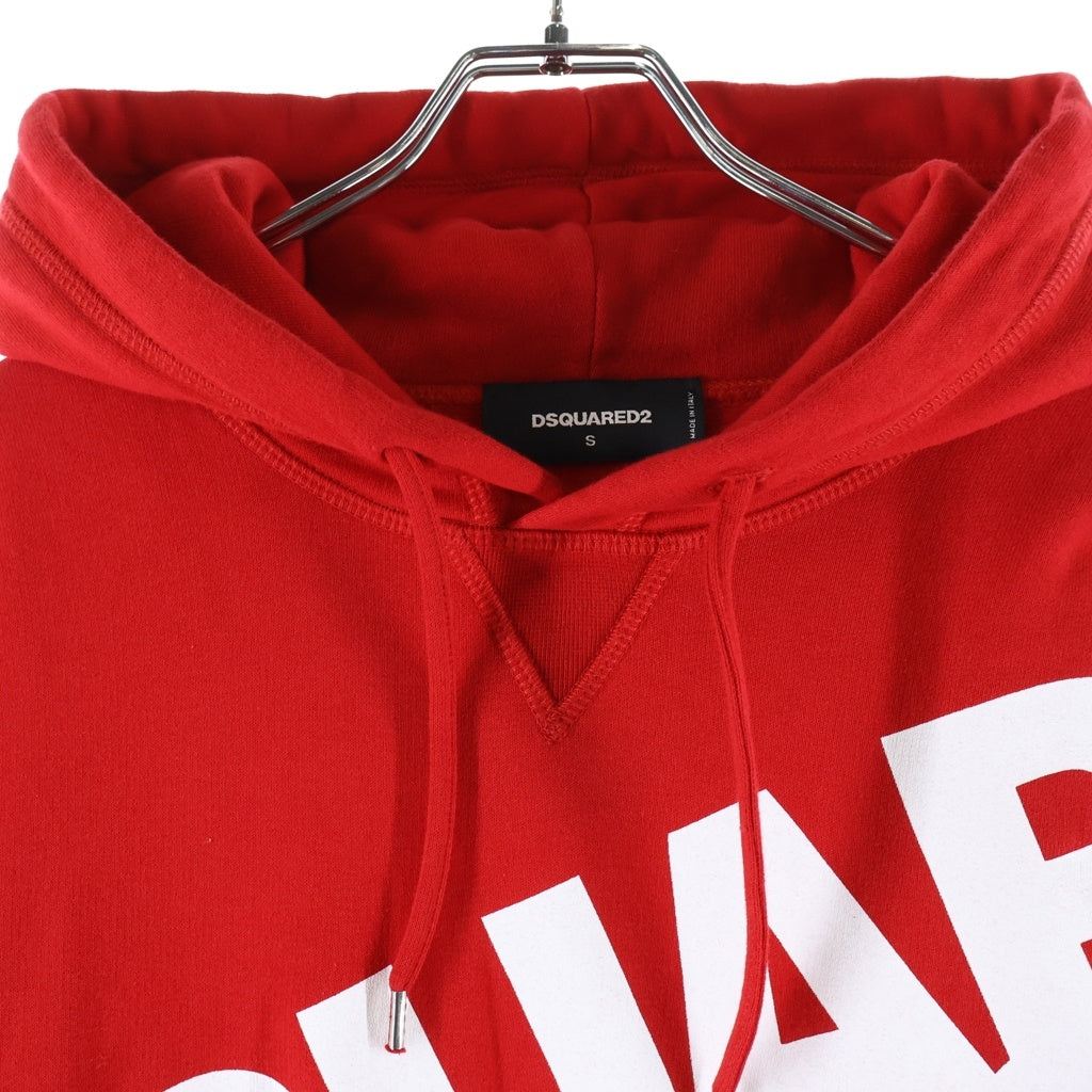 DSQUARED2(ディースクエアード) ロゴプリント スウェット プルオーバーパーカー レッド S74GU0392 S25042