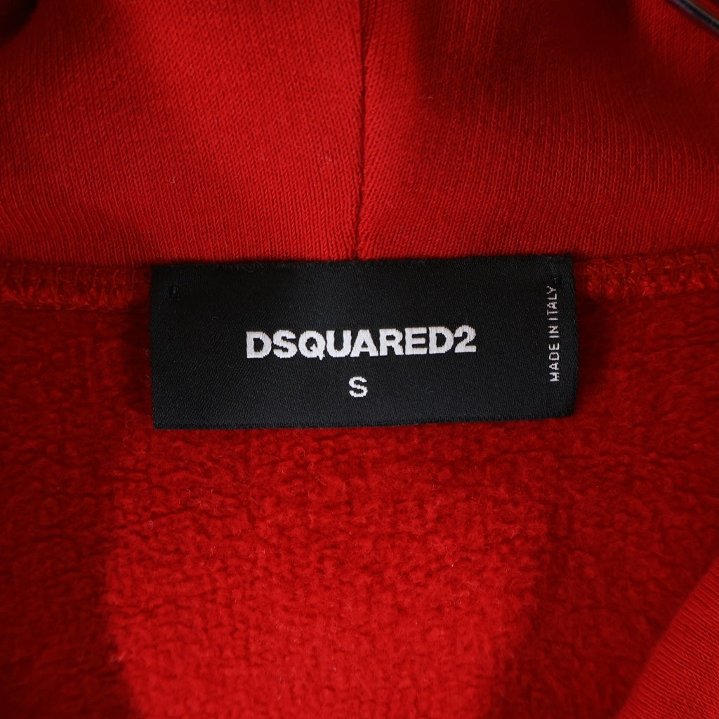 DSQUARED2(ディースクエアード) ロゴプリント スウェット プルオーバーパーカー レッド S74GU0392 S25042