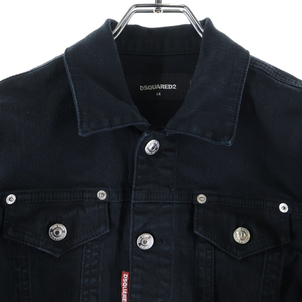 DSQUARED2(ディースクエアード) バックロゴプリント トラッカーデニムジャケット ブラック S79AM0002 S39781