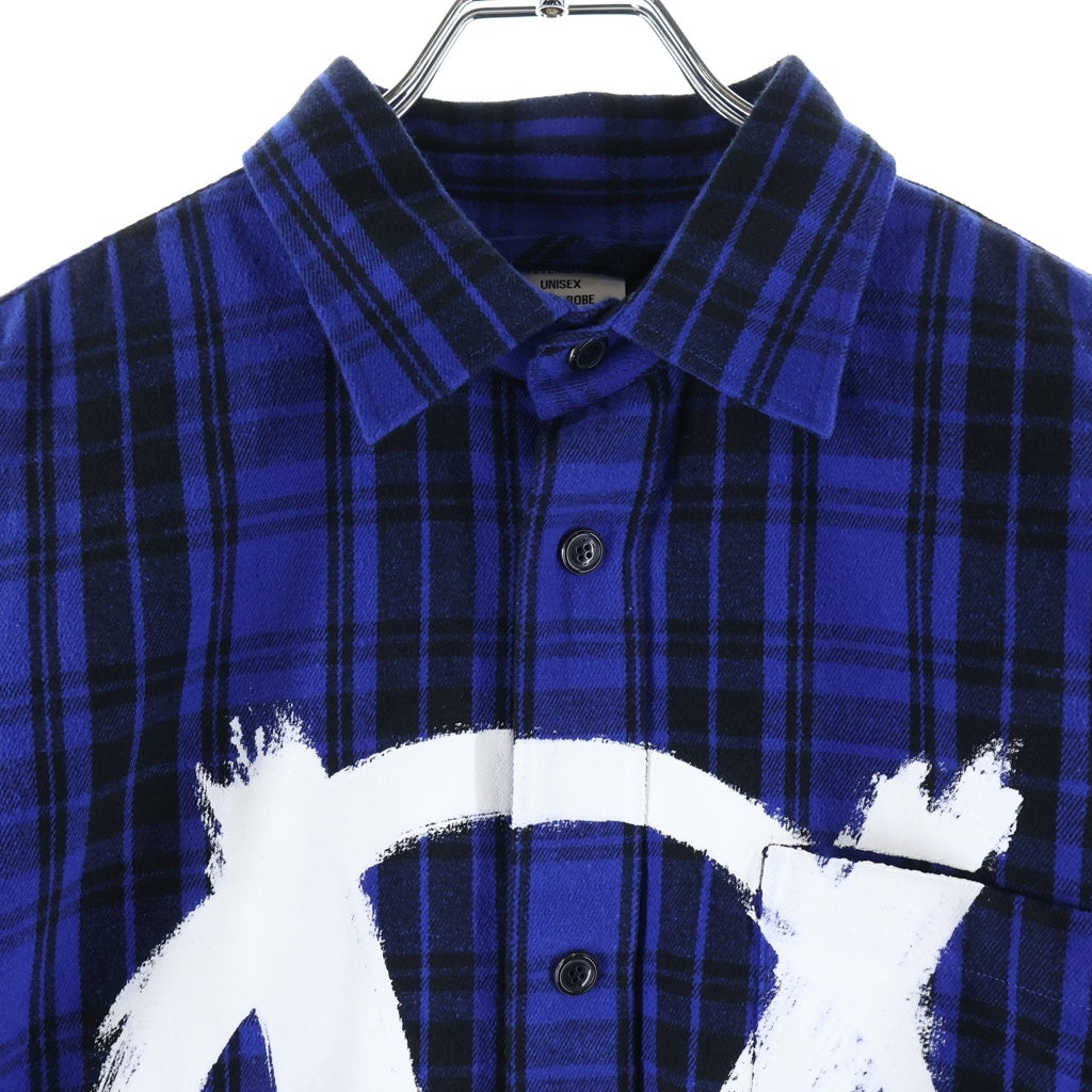 VETEMENTS(ヴェトモン) 21SS Anarchy Flannel Shirt アナーキー ロゴプリント フランネル チェック 長袖シャツ ブルー/ブラック UA52SH850B