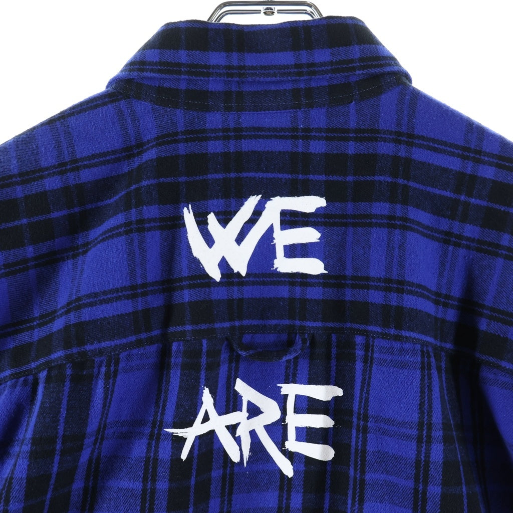 VETEMENTS(ヴェトモン) 21SS Anarchy Flannel Shirt アナーキー ロゴプリント フランネル チェック 長袖シャツ ブルー/ブラック UA52SH850B